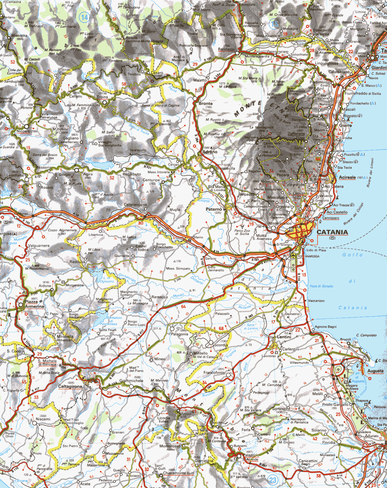 Mappa della provincia di Catania - Map of the Province of Catania