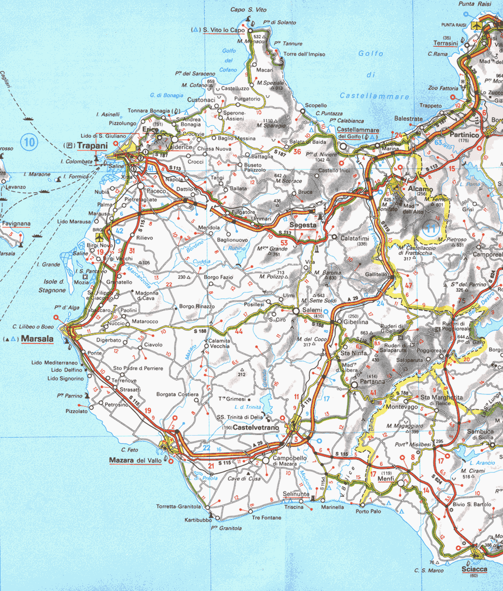 Mappa della provincia di Trapani - Map of the Province of Trapani